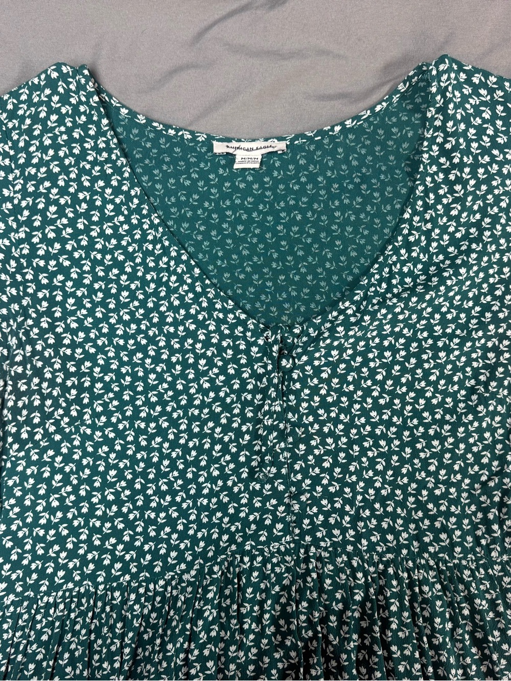 American Eagle Outfitters Teal Green Floral Blouse - Picture 5 of 6
